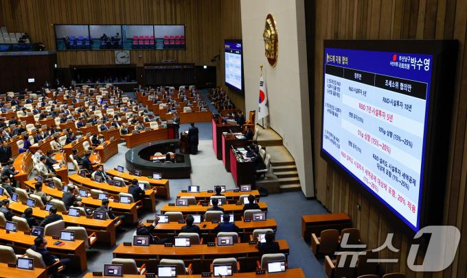 최상목 경제부총리가 13일 오후 서울 여의도 국회에서 열린 제419회국회(임시회) 제3차 본회의에서 박수영 국민의힘 의원의 윤석열 대통령 위헌적 비상계엄 선포 내란행위 관련 긴급현안질문에 답하고 있다. 2024.12.13/뉴스1 ⓒ News1 안은나 기자