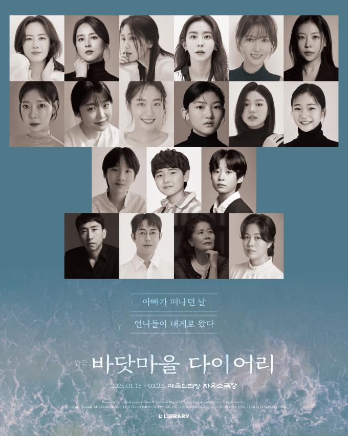 연극 '바닷마을 다이어리' 출연진 사진. 홍은희, 한혜진, 유이, 임수향, 소주연 등이 출연한다.(라이브러리컴퍼니 제공)