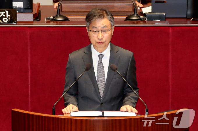 최재해 감사원장이 지난달 29일 오전 서울 여의도 국회에서 열린 예산결산특별위원회 전체회의에 출석해 발언하고 있다./뉴스1 ⓒ News1 이광호 기자