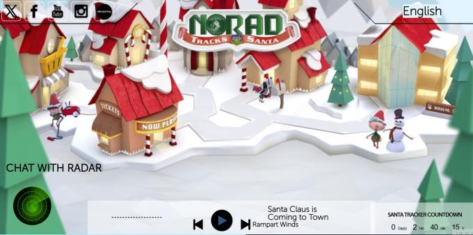 미국 북미항공우주방위사령부(NORAD·노라드)의 산타 추적 홈페이지 갈무리