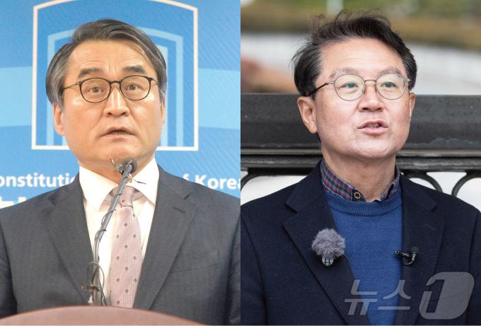 윤 대통령 측은 27일 탄핵 심판 관련 헌법재판소 공보관 출신 배보윤 변호사(왼쪽)와 함께 전 대구고등검사장 출신 윤갑근 변호사 중심으로 대응한다고 설명했다.