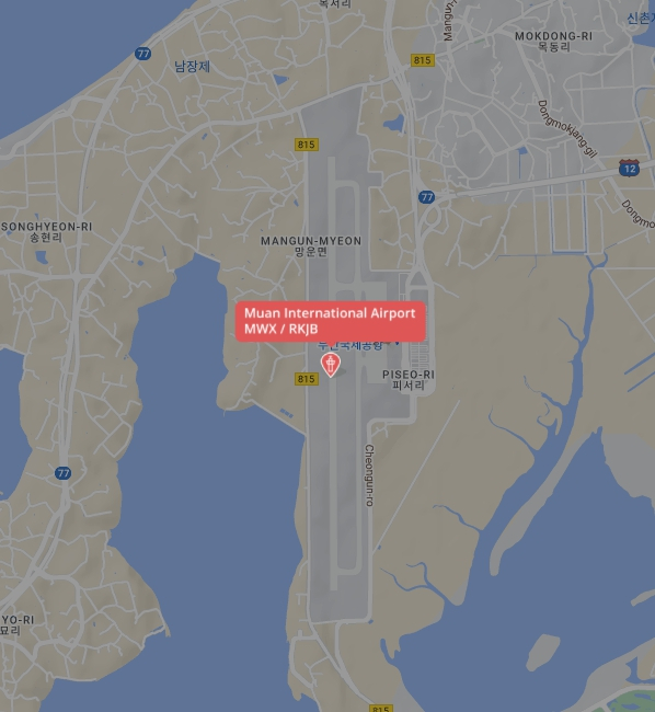 무안공항은 활주로 1개짜리 소형공항이다. /사진=flightradar24 캡처