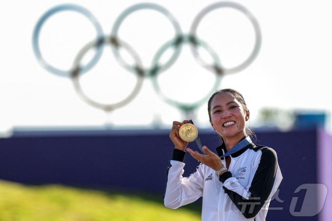 2024 파리 올림픽서 금메달을 획득한 리디아 고. ⓒ AFP=뉴스1