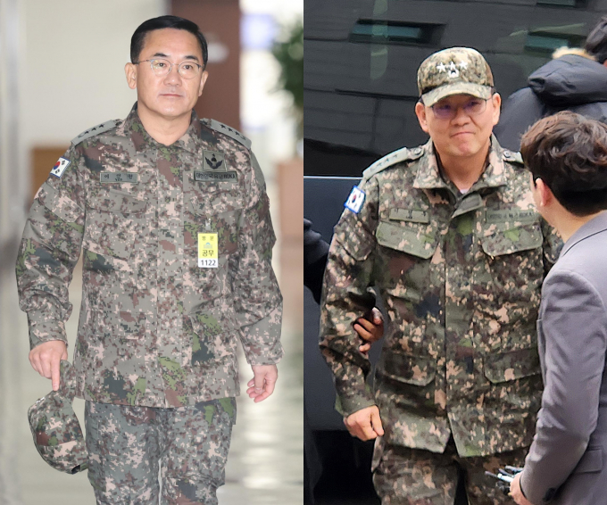 검찰 특별수사본부가 계엄사태 핵심 인물로 알려진 여인형 국군 방첩사령관과 이진우 수도방위사령관을 내란중요임무종사 및 직권남용권리행사방해 혐의로 구속기소했다. 사진은 여인형 국군 방첩사령관(왼쪽)과 이진우 수도방위사령관의 모습. /사진=뉴스1