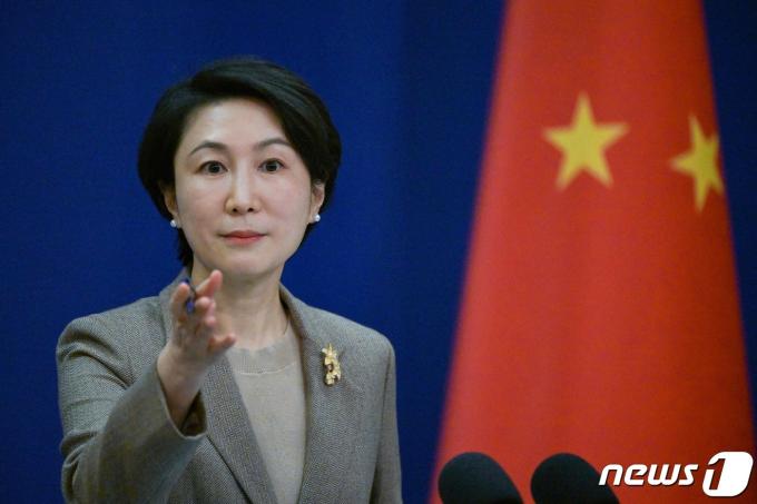 마오닝 중국 외교부 대변인이 15일(현지시간) 베이징 외교부에서 기자회견을 갖고 있다. 2024.1.16 ⓒ AFP=뉴스1 ⓒ News1 우동명 기자