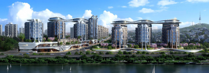 현대건설이 한남4구역 재개발 단지로 제안한 '디에이치 한강' 투시도./사진=현대건설