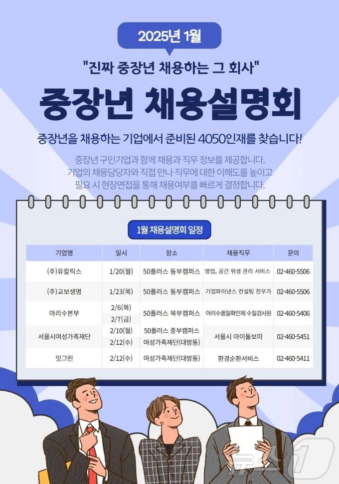 중장년 채용 설명회 일정. (서울시 제공)ⓒ 뉴스1