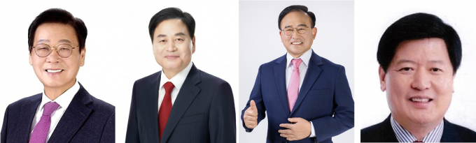 사진 왼쪽부터(가나다순) 김응규, 배낙호, 이창재, 임인배 국민의힘 예비후보/사진제공=예비후보 선거사무소