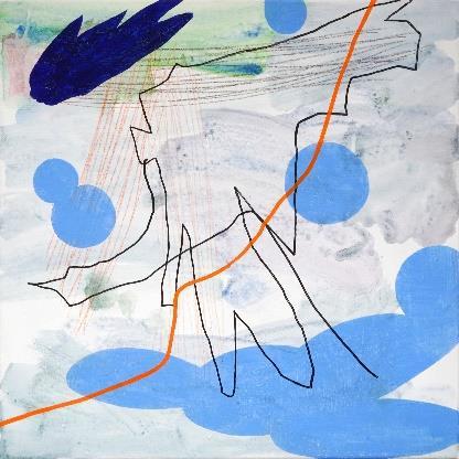 이영준, Rutsch, 2024, Watercolor and acrylic on canvas, 50 X 50 cm (피비갤러리 제공)