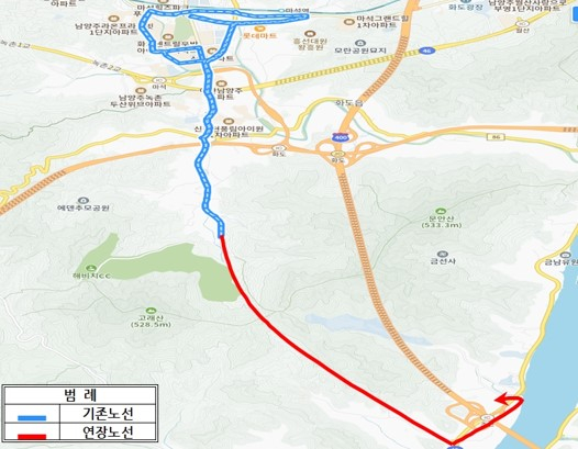 땡큐24번 삼봉리 연장 노선도. / 자료제공=남양주시