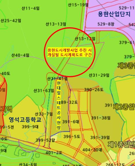 의정부시 용현동 대로 3-12호선 도시계획도로 지적도. /사진제공=의정부시