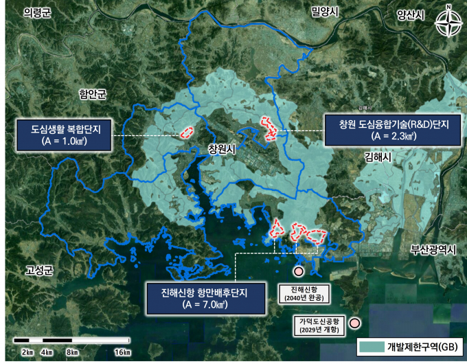 국토부 국자지역전략사업에 선정된 3개 지구 위치도./사진=창원시