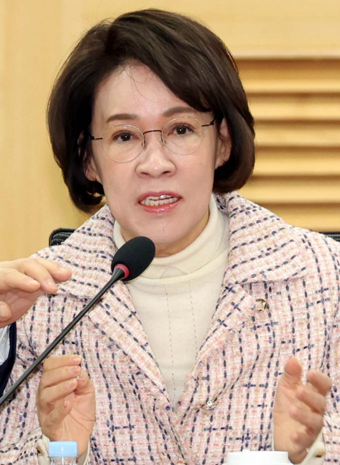 이인선 국회 여성가족위원장이 20일 오전 서울 여의도 국회 의원회관 세미나실에서 열린 저출생 극복, 비혼 출생아 지원 제도화 국회 토론회에서 인사말을 하고 있다./사진제공=뉴시스