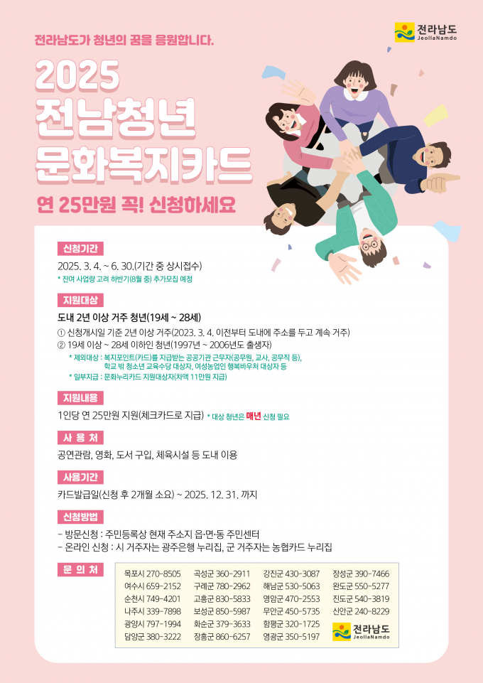                                                   청년문화복지카드 홍보물/전남도
