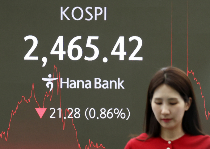 윤석열 대통령에 대한 파면이 결정된 4일 서울 중구 하나은행 본점 딜링룸 전광판에 종가 현황이 표시돼 있다./사진=뉴스1 이동해 기자