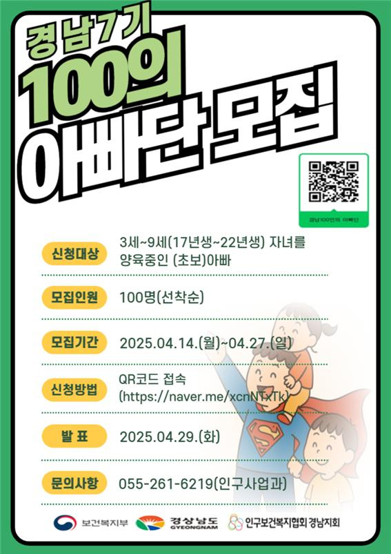 경남 100인 아빠단 모집 포스터/사진=인구보건복지협회 경남지회