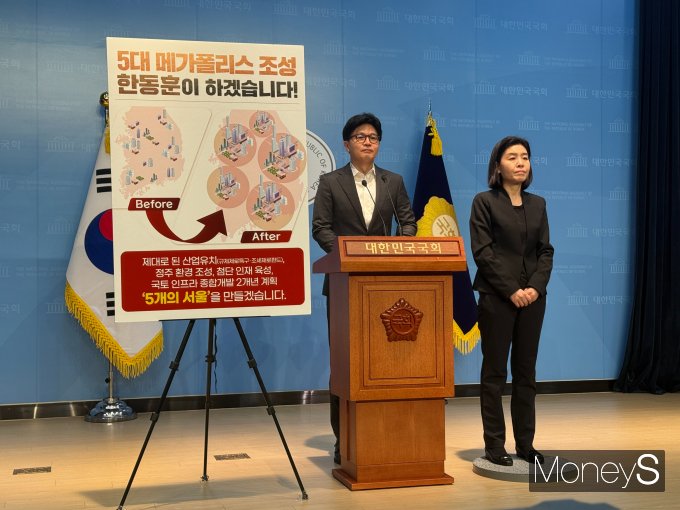 한동훈 국민의힘 대선 예비후보가 22일 정책비전 2탄 '5대 메가폴리스' 조성 계획을 밝혔다. /사진=김서연 기자 