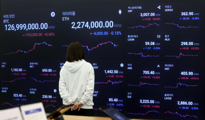 비트코인 가격이 최근 상승세다. 사진은 서울 강남구 소재 가상자산거래소 업비트 고객센터 시황판./사진=김선웅