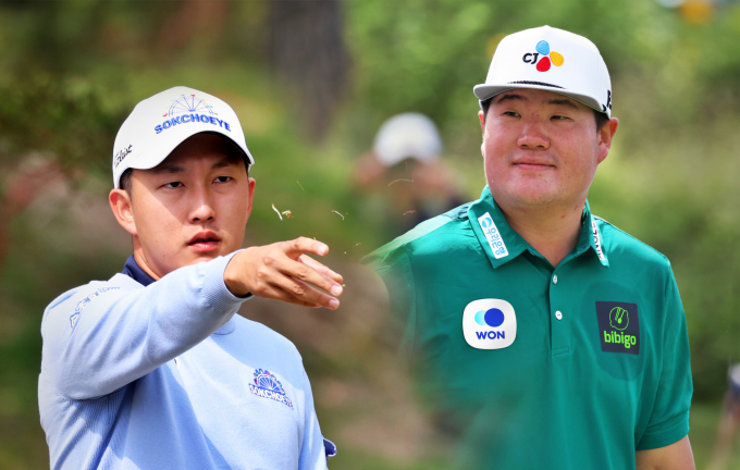   PGA 투어에서 활약 중인 임성재가 오는 24일부터 27일까지 경기도 파주 서원밸리 컨트리클럽에서 열리는 '2025 우리금융 챔피언십'에 출전해 대회 3연패에 도전한다.사진은 임성재와 신예 김백준./사진제공=우리금융그룹
