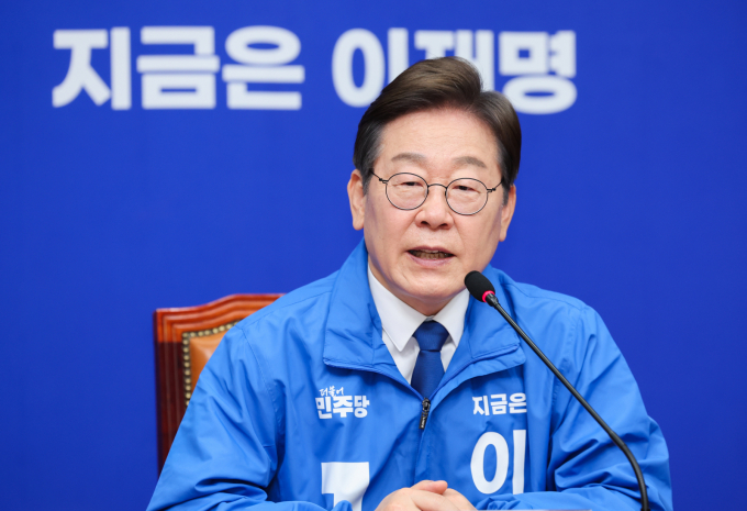 이재명 더불어민주당 대선 후보가 28일 서울 여의도 국회에서 열린 최고위원회의에 참석해 발언하고 있다. / 사진=뉴스1 안은나 기자 /사진=(서울=뉴스1) 안은나 기자