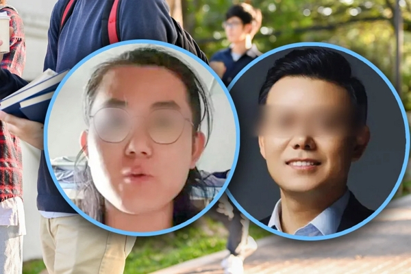 중국 대학원생이 유부남 대학교수와 동성 불륜 관계였다고 뒤늦게 폭로했다. 사진은 20대 대학원생과 40대 유부남 대학교수의 모습. /사진=SCMP 캡처
