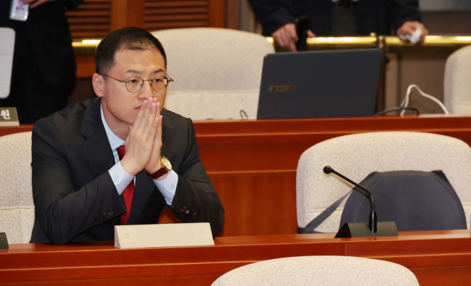 김상욱 국민의힘 의원이 대선 후보 결정 내용에 따라 탈당할 가능성을 시사했다. 사진은 국민의힘 의원총회에 참석한 김 의원./사진=뉴시스