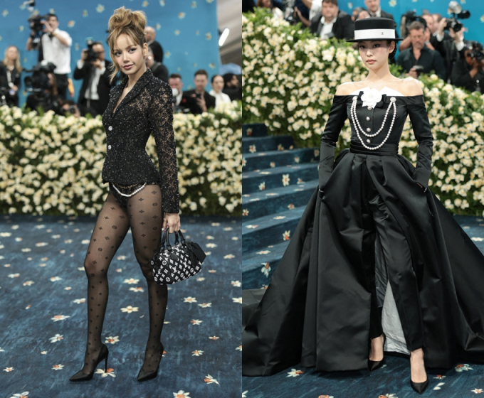 걸그룹 '블랭핑크'가 미국 사교 파티계의 중심으로 통하는 '멧 갈라'(Met gala)를 빛냈다. 사진은 블랙핑크 멤버 리사(왼쪽)와 제니. /사진=로이터