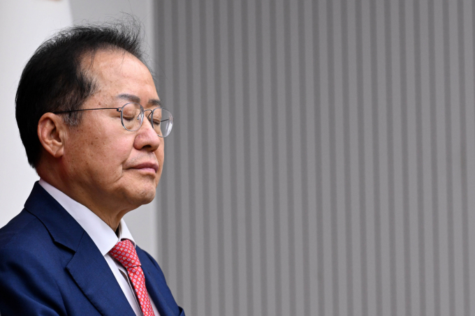 홍준표 전 대구시장이 7일 국민의힘 대선 경선 과정을 언급했다. 사진은 지난달 29일 국민의힘 2차 경선에서 탈락한 후 눈을 감고 있는 홍 전 시장. /사진=뉴시스(국회사진기자단)