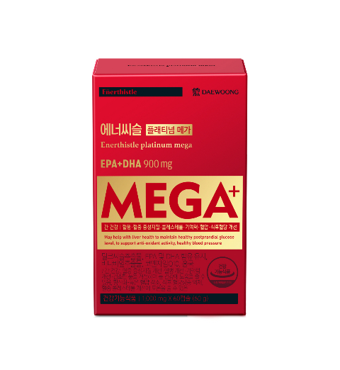 대웅제약이 혈행·중성지질, 혈압, 혈당, 콜레스테롤, 간, 건강에 도움을 주는 성분을 하나에 담은 '에너씨슬 플래티넘 메가'를 출시했다. /사진=대웅제약 