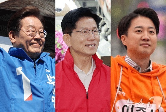 왼쪽부터 이재명 민주당 대통령 후보, 김문수 국민의힘 후보, 이준석 개혁신당 후보. ⓒ News1 김지영 디자이너