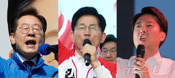 유세 현장의 이재명 더불어민주당, 김문수 국민의힘, 이준석 개혁신당 대통령 후보의 모습.. ⓒ News1 DB