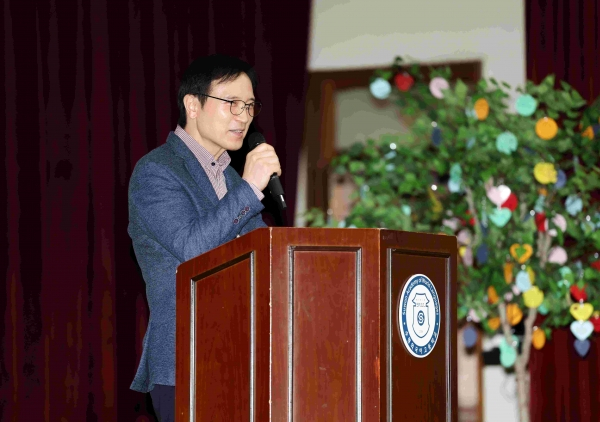 임태희 교육감이 지난 15일  ‘스승의 날 맞아 수원외국어고등학교에서 열린 '상호존중 학교문화 페스타’에 참석해 인사말을 하고 있다. /사진제공=경기도교육청 