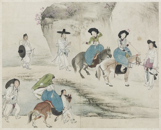 신윤복 <연소답청> 젊은이들의 봄나들이 ⓒ간송미술문화재단 (대구간송미술관 제공)