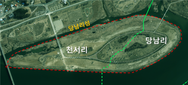 여주 대신면이  '대신섬'으로 명칭 변경을 추진 중인 당남리섬의 천서리와 당남리 경계도. /사진제공=여주시