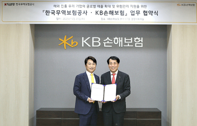 KB손해보험이 한국무역보험공사와 해외 진출 우리 기업 지원 위한 업무협약을 20일 체결했다./사진=KB손보 