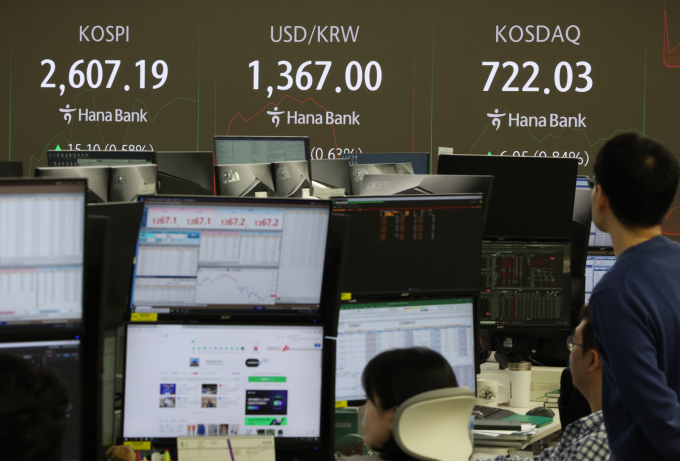  코스피는 전 거래일(2592.09)보다 6.36포인트(0.25%) 상승한 2598.45에, 코스닥 지수는 전 거래일(715.98)보다 2.50포인트(0.35%) 오른 718.48에 거래를 시작했다./사진=뉴시스