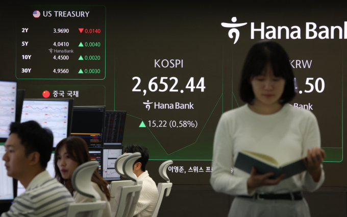 사진은 28일 서울 중구 하나은행 딜링룸. /사진=뉴시스