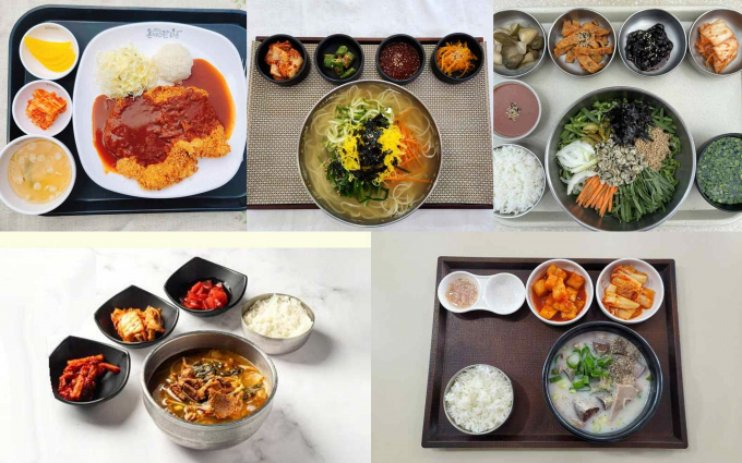 한국도로공사가 6월 연휴를 맞아 전국 쥬요 휴게소별 인기 메뉴를 소개했다. 사진은 서울만남(부산휴게소) 돈가스와 진영(순천)휴게소 잔치국수, 섬진강(부산방향)휴게소 비빔밥, 횡성(강릉)휴게소 한우국밥, 입장거봉포도(서울방향)휴게소 순대국밥의 모습(왼쪽 상단부터 시계방향)./사진 제공=한국도로공사