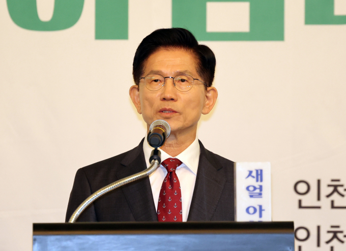김문수 국민의힘 대선 후보가 29일 입장문을 통해 소통 확대를 약속했다. 사진은 이날 오전 '제21대 대선후보 초청 새얼아침대화 강연회'에 참석한 김 후보. /사진=뉴시스