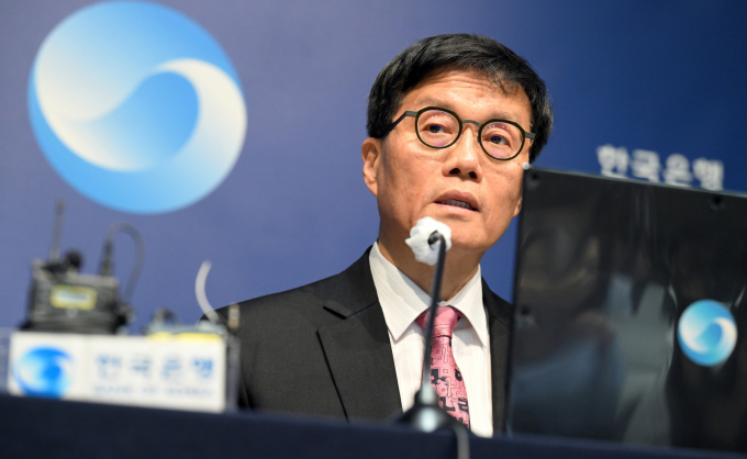 이창용 한국은행 총재가 29일 서울 중구 한국은행에서 열린 금융통화위원회 금리 결정에 대한 기자간담회에서 발언하고 있다. /사진=사진공동취재단