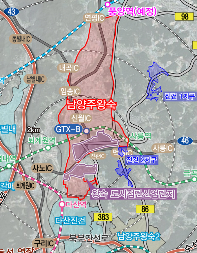 왕숙도시첨단산업다지 조성 위치도. /사진제공=남양주시 