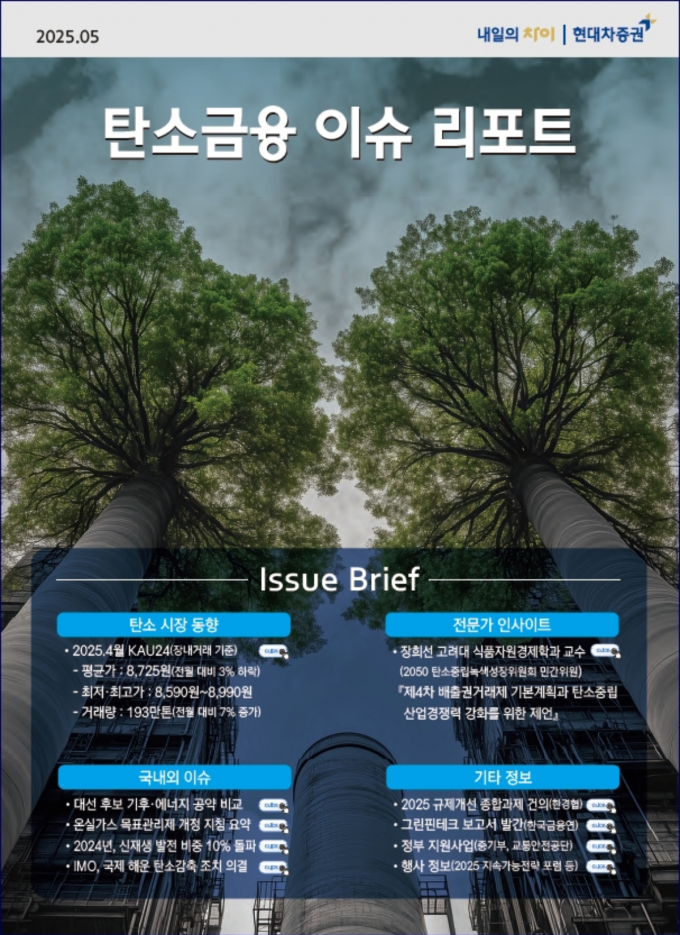 현대차증권이 탄소금융 이슈 리포트를 발간했다. /사진=현대차증권 