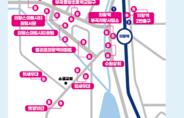 5일부터 운행을 시작하는 의왕 똑버스 노선도. /사진제공=의왕시