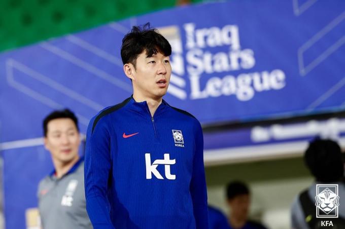 이라크에서 첫 훈련을 진행 중인 손흥민(대한축구협회 제공)