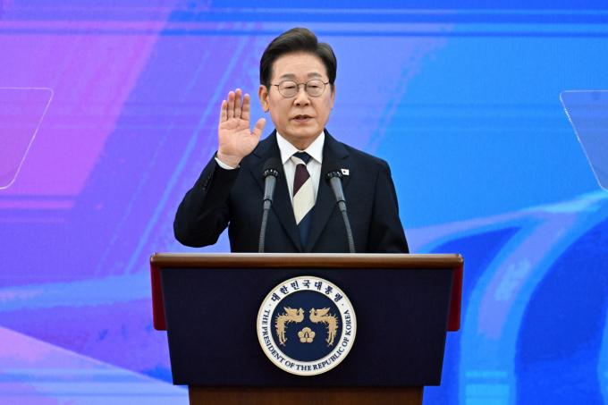 이재명 대통령이 4일 오전 서울 여의도 국회에서 취임 선서를 하고 있다. /사진=뉴시스(국회사진기자단)