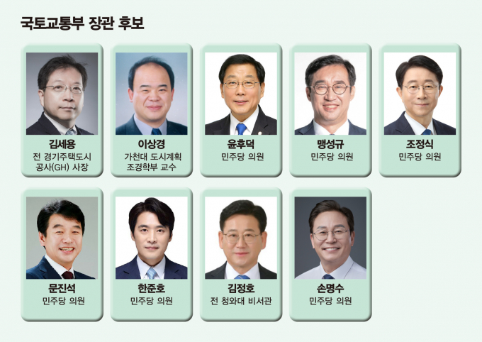 이재명 정부 초대 국토교통부 장관 후보로 현직 국회의원과 학계 전문가가 다수 거론되고 있다. /사진=머니S DB·그래픽=김은옥 기자