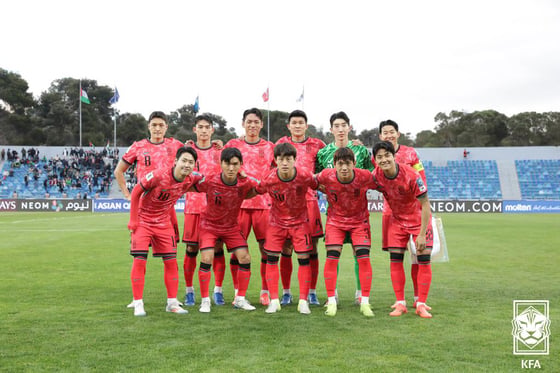 경기를 앞둔 한국축구대표팀의 모습(대한축구협회 제공)