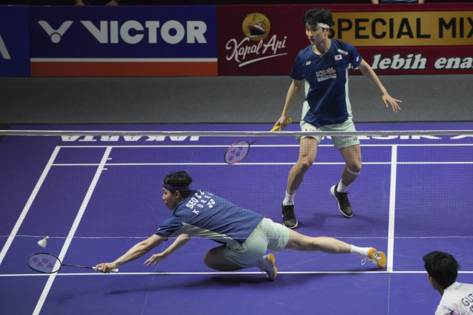 서승재-김원호는 지난 8일(현지시각) 2025 세계배드민턴연맹(BWF) 월드투어 슈퍼 1000 인도네시아오픈 결승에서 우승을 차지했다. 사진은 결승 경기중인 서승재-김원호 모습. /사진=뉴시스