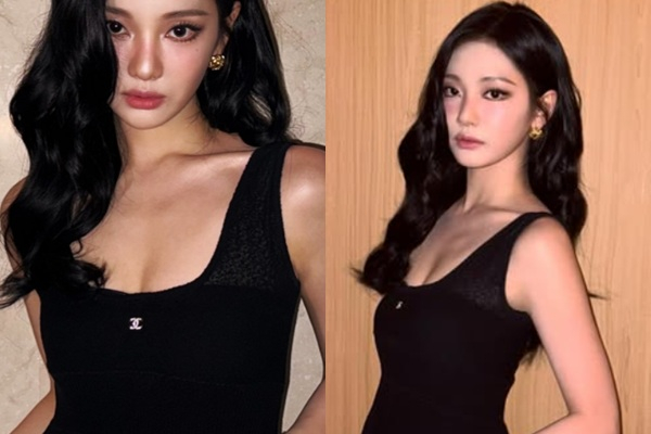 걸그룹 에스파 멤버 닝닝이 블랙 원피스로 섹시미를 드러냈다. /사진=닝닝 인스타그램
