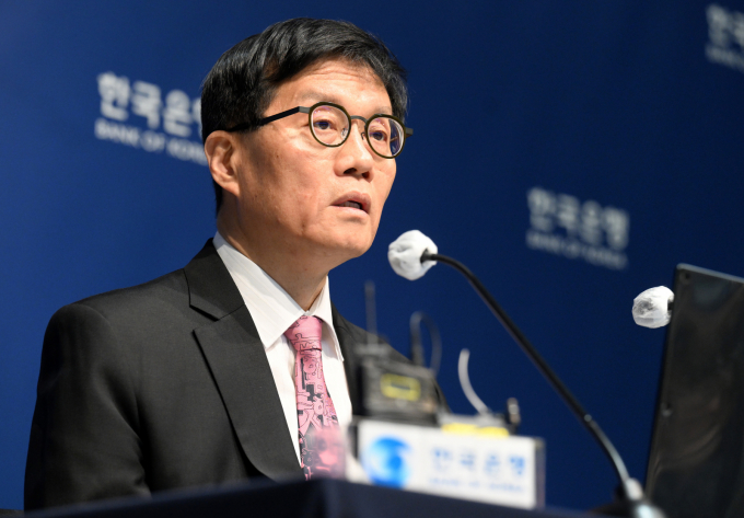 이창용 한국은행 총재가 29일 서울 중구 한국은행에서 열린 금융통화위원회 금리 결정에 대한 기자간담회에서 발언하고 있다. /사진=사진공동취재단